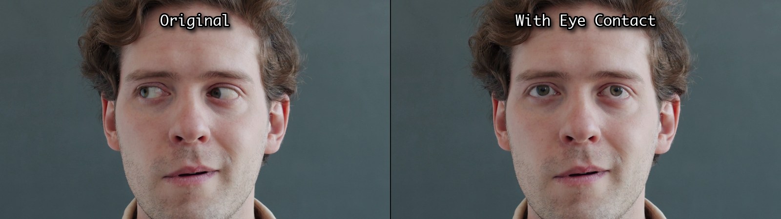 Original and with Eye Contact: eyes looking to the side